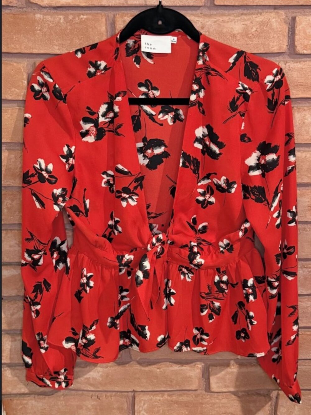 The Room- Red & Black Floral Top